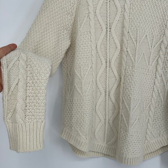 MADEWELL Fisherman Cable Knit Sweater Womens Medium Wool Alpaca Blend Academia - Picture 3 of 6